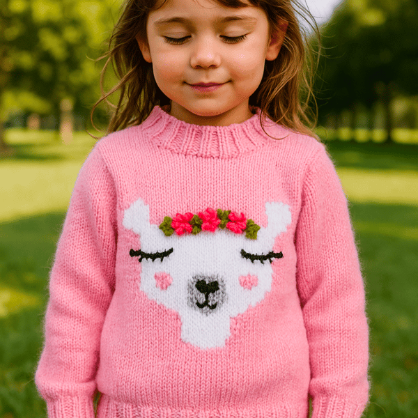 Knitting Pattern for Llama Chunky Child's Sweater, 4-11 years. Digital PDF
