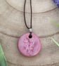 Pink Sprig Ceramic Pendant Necklace