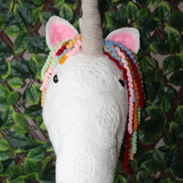handmade crochet unicorn head