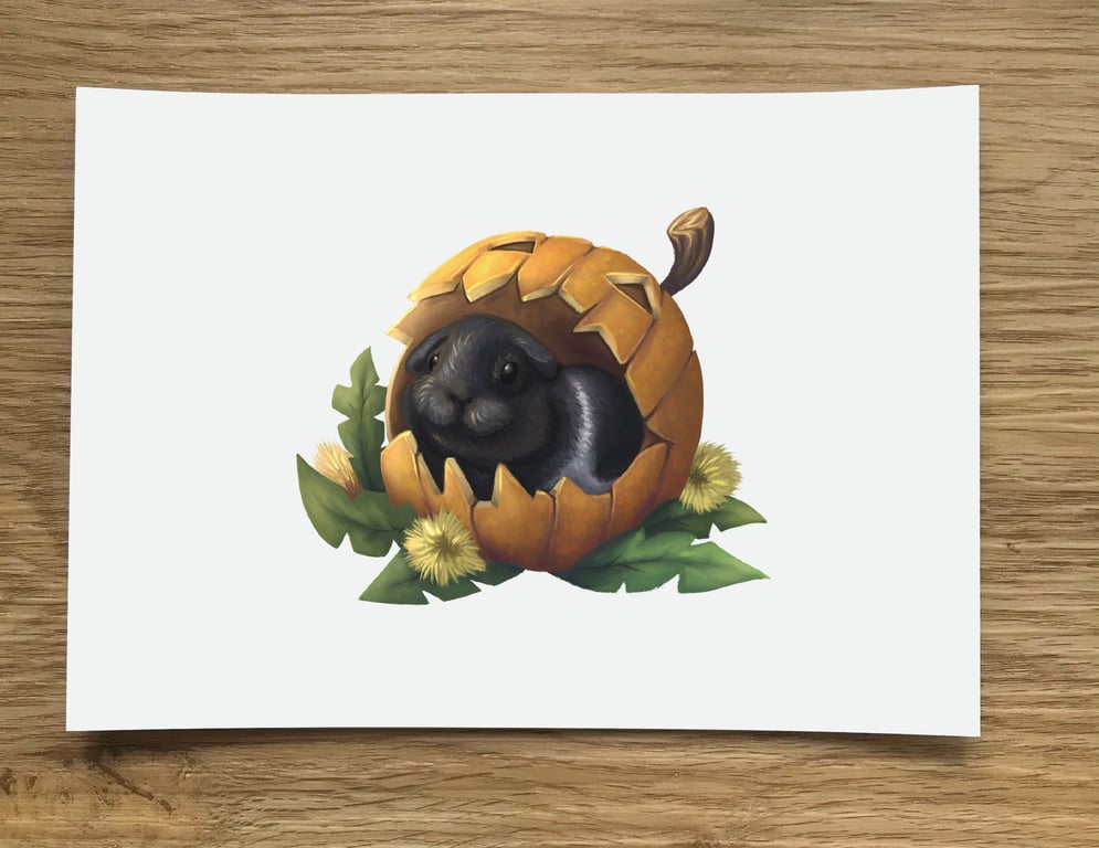 A6 Halloween Guinea Pig Post Card (White Background)