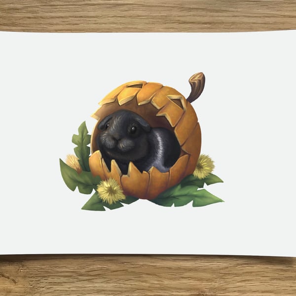 A6 Halloween Guinea Pig Post Card (White Background)