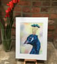 Lovely giclee  print of 'Proud Peacock' a bird painting by artist Janet Bird - Image 2