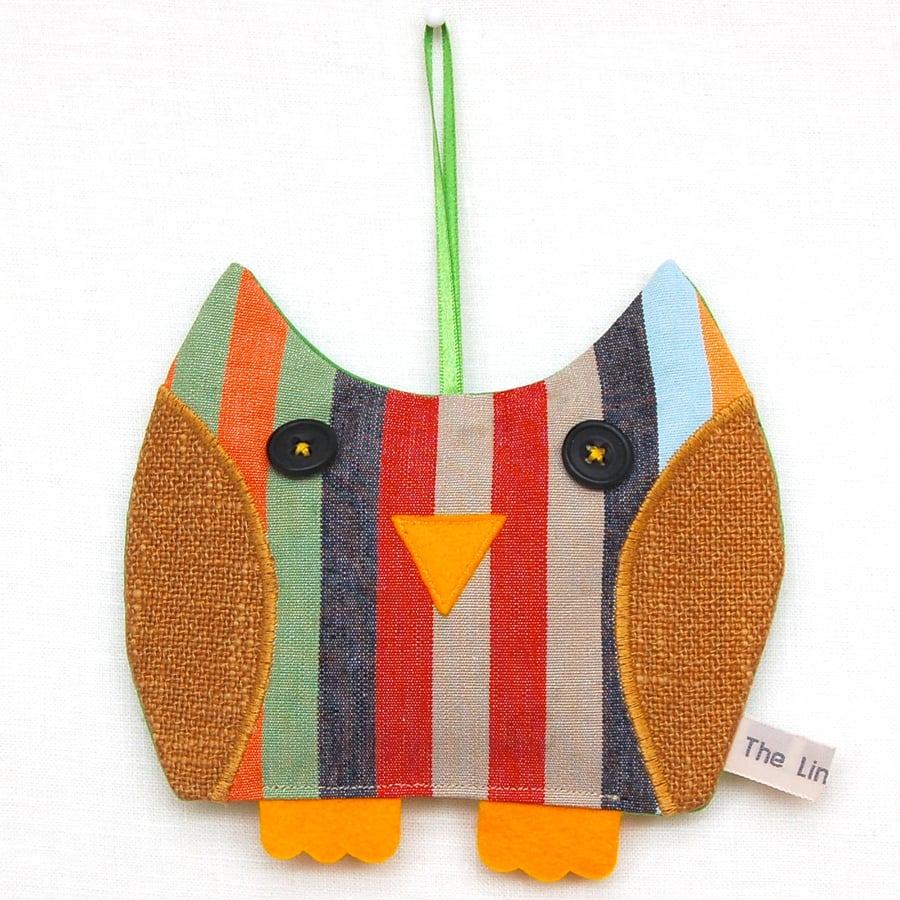 Candy Stripe Owl Lavender Bag