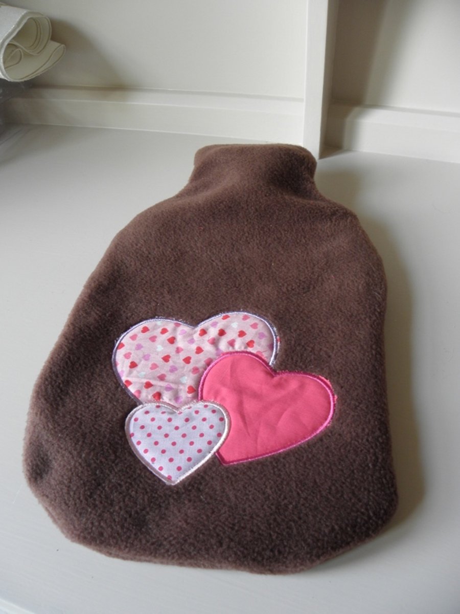 Brown Fleece hotwater cover includes hot water bottle