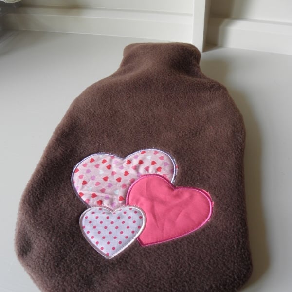 Brown Fleece hotwater cover includes hot water bottle
