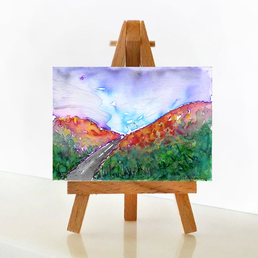 'Horizon in orange' - ACEO Original Mixed Media Painting