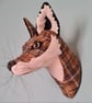 Faux fox wall mount in mustard Abraham Moon wool tartan - Frankie