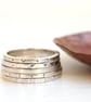 Lines textured square silver stacking ring - Image 2