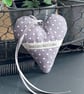 WILD DAISY HEART - with lavender or wool - fabric heart decoration - cloud grey  - Image 5