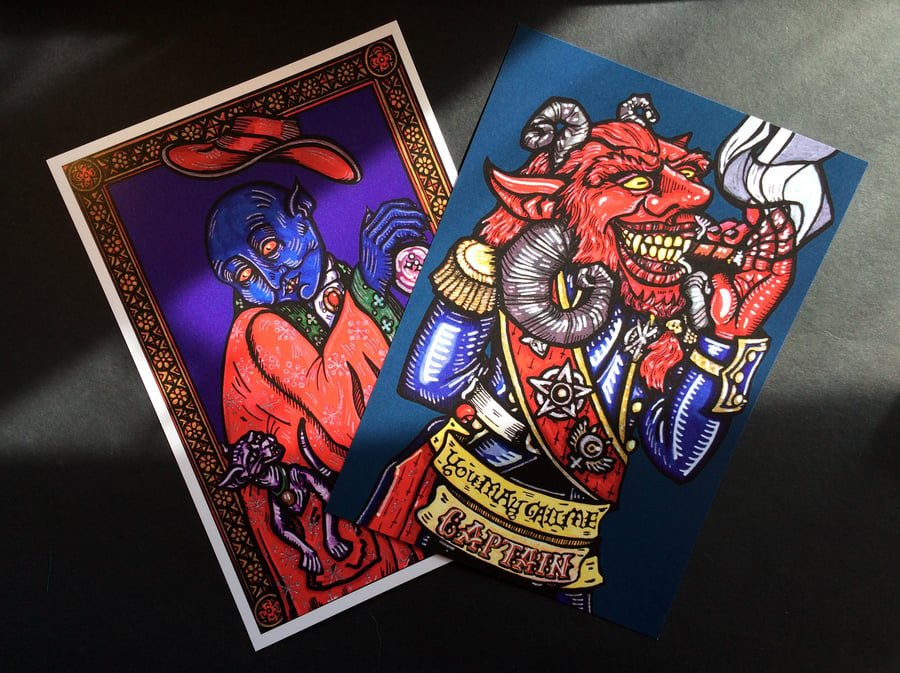Vampire and Devil - A5 Art Print Double Feature