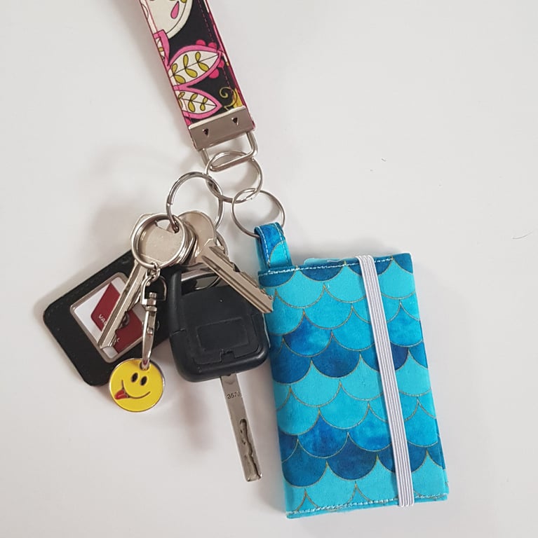 Mermaid Scale Card Holder Keyring - Fabric Wallet For Cards And Lanyards