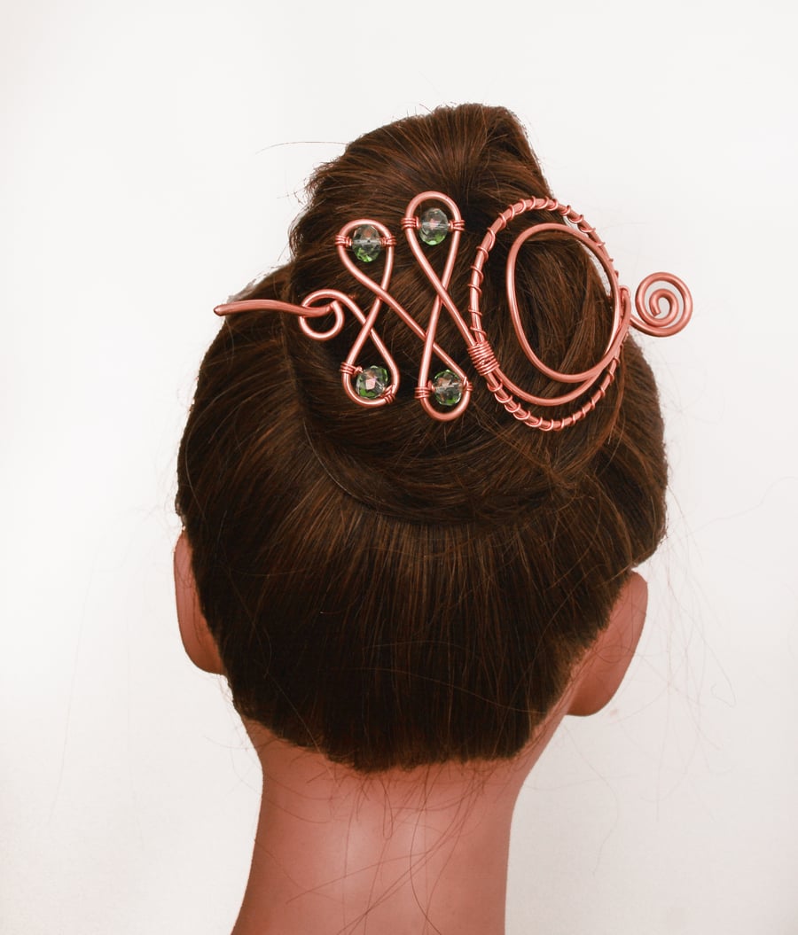 Celtic design Copper Hair slide, solid copper ,hair barrette, Hair Accessories, 
