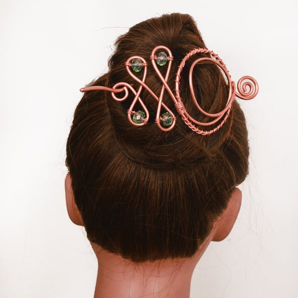 Celtic design Copper Hair slide, solid copper ,hair barrette, Hair Accessories, 