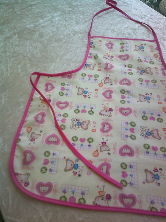Baby Apron with Teddy Bears and Hearts