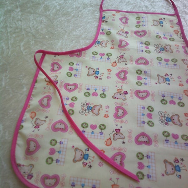 Baby Apron with Teddy Bears and Hearts