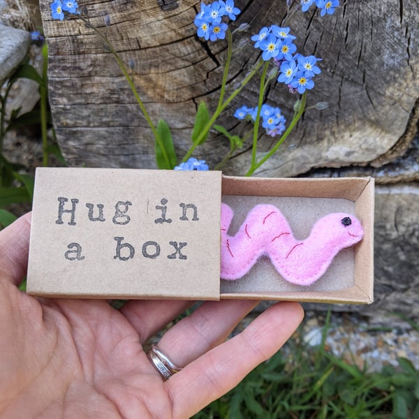 Worm, hug in a box, worm gift, sending love 