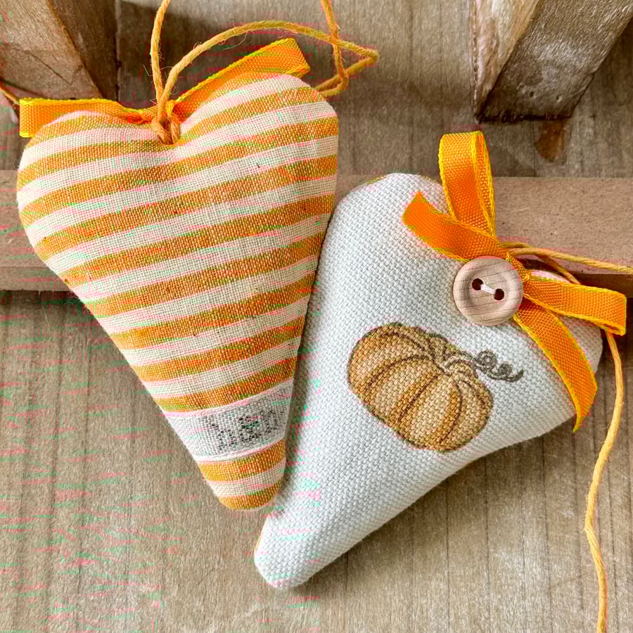 SALE - ORANGE PUMPKIN HEART DECORATION 