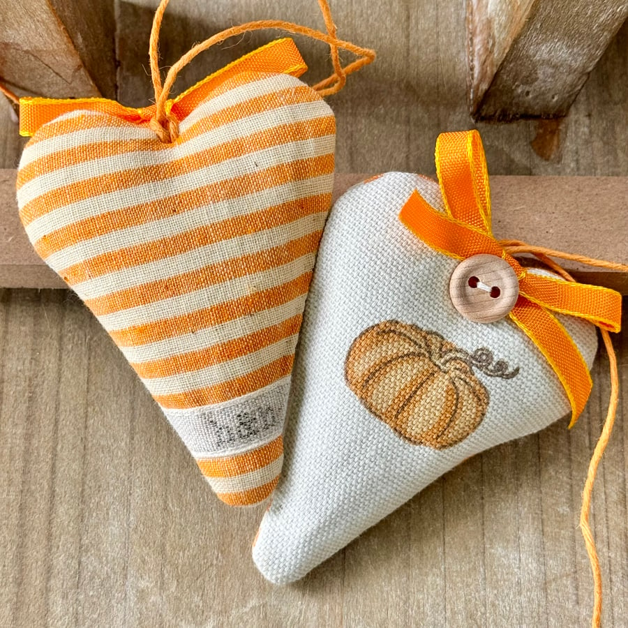 AUTUMN ORANGE PUMPKIN HEART DECORATION 