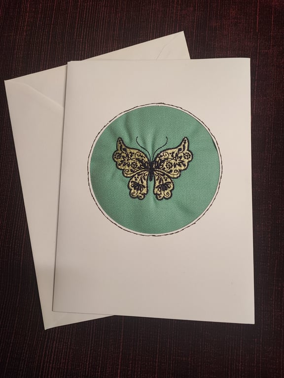 Card with Embroidery of Butterfly