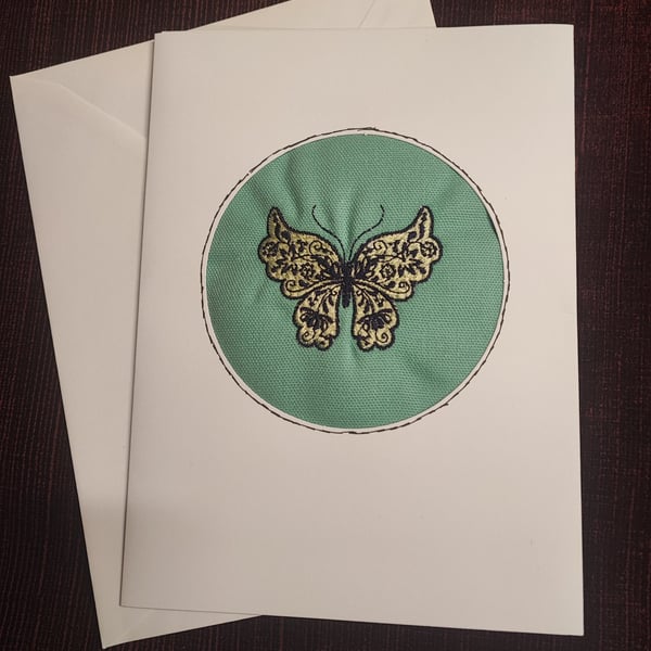 Card with Embroidery of Butterfly