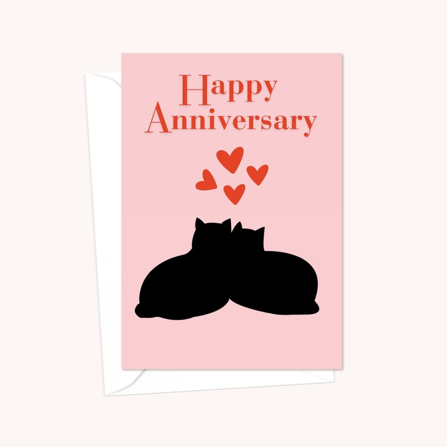 Wedding Anniversary Greeting Card: Black Cat Lover Card (703)