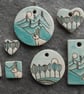 Handmade Ceramic Hare pendant in turquoise blue - Image 8