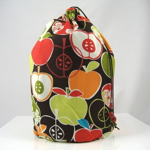 RESERVED Apple Appliqué Project Bag