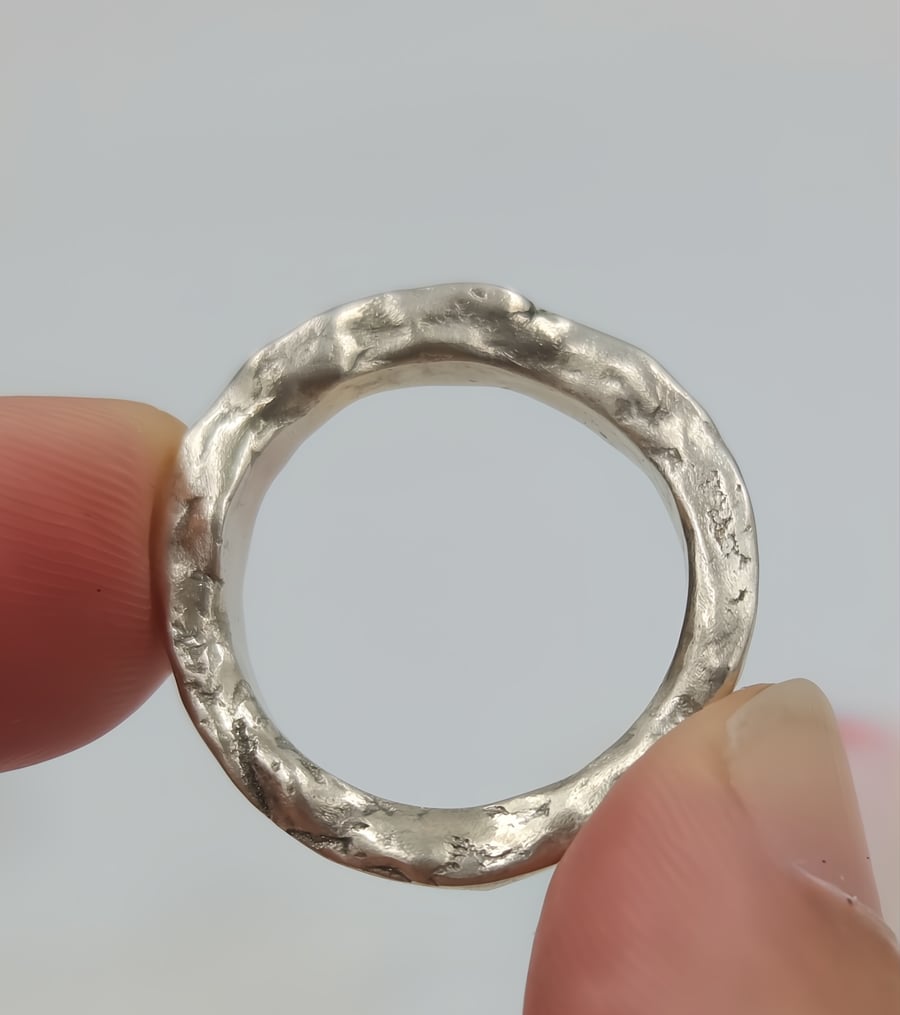 Hand-Forged Molten Silver Ring – Organic Artisan Jewellery