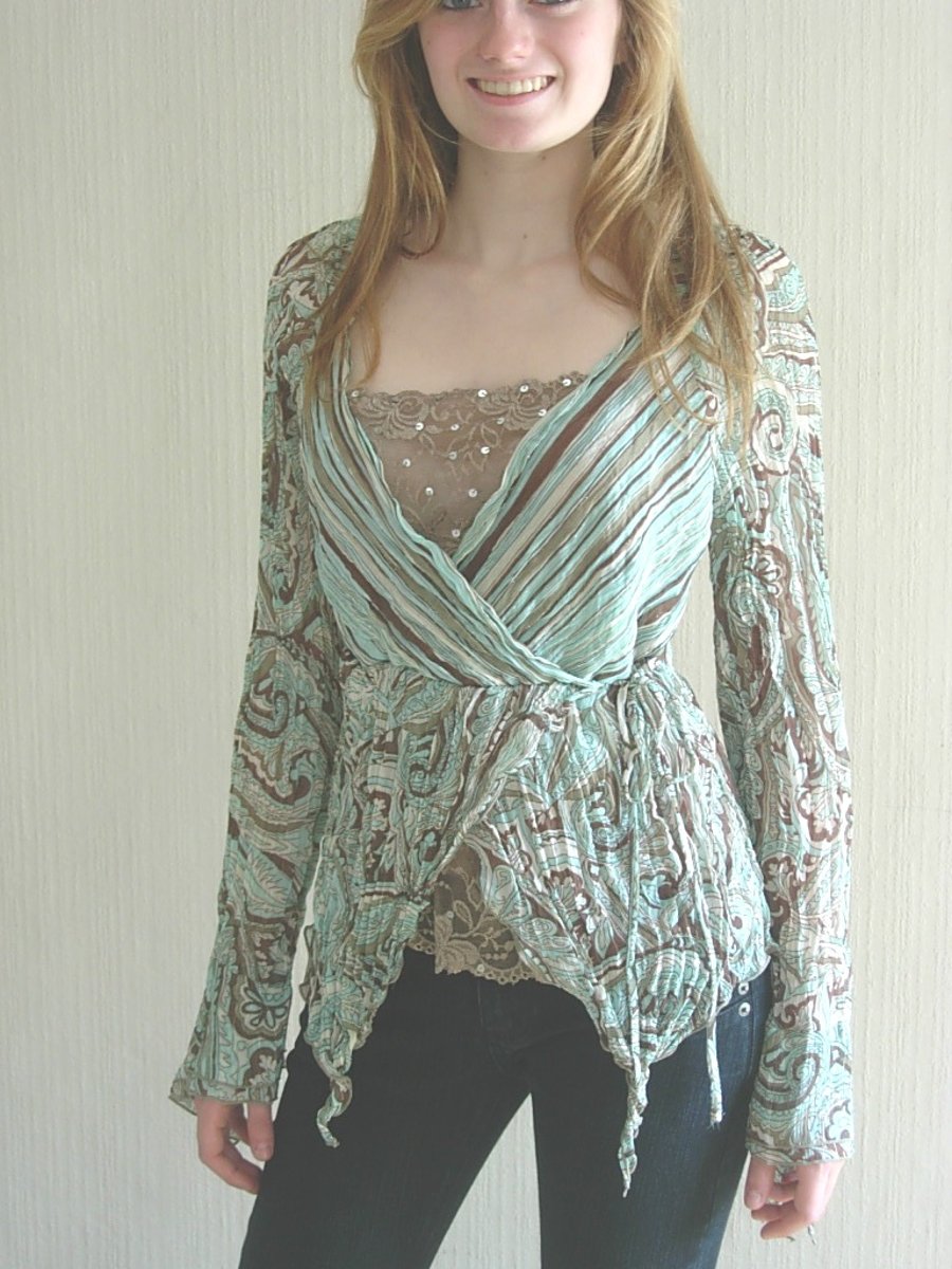 SALE-Paisley Crinkle Top with integral Cami