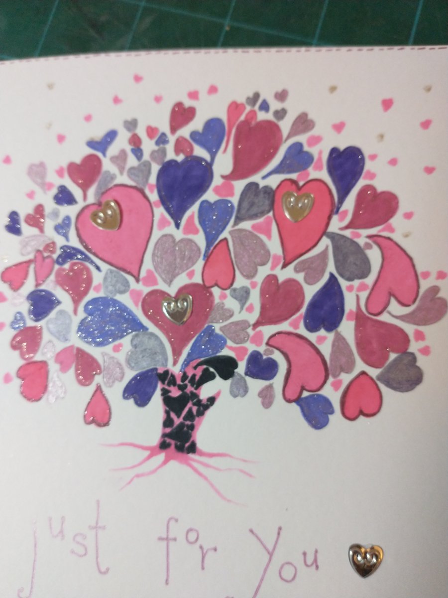 Pink tree of hearts card