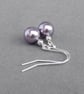 Simple Lilac Pearl Dangle Earrings - Light Purple Drop Earrings -Jewellery Gifts
