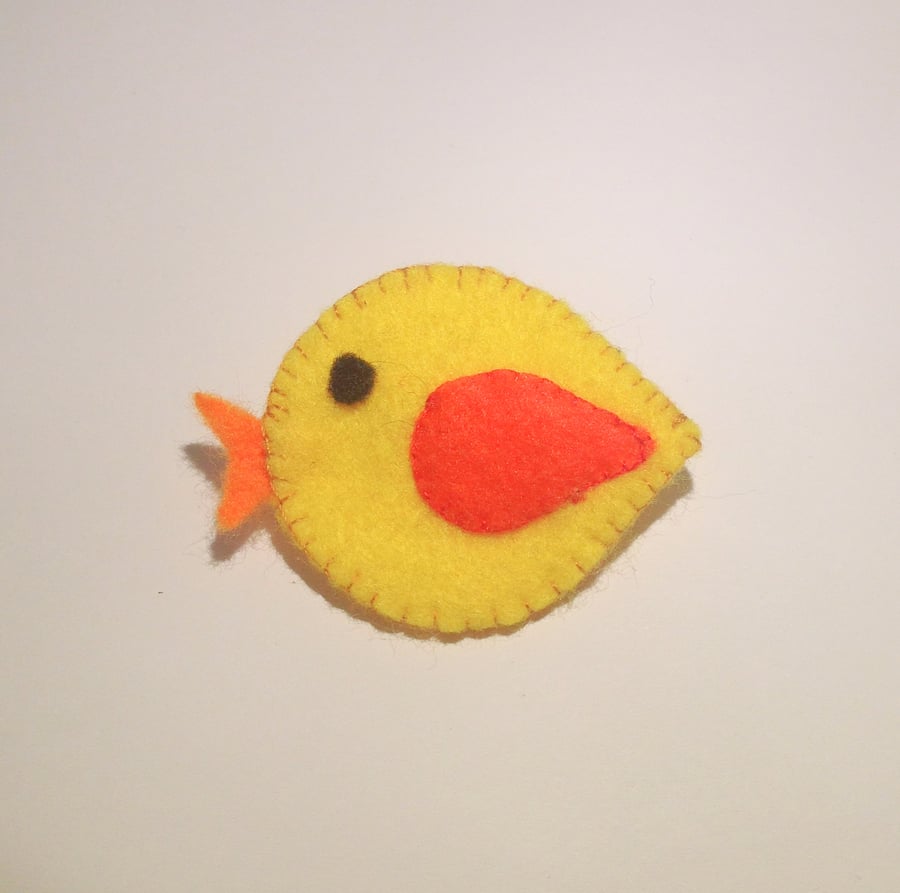 Cute Yellow Felt Bird Brooch - UK Free Post