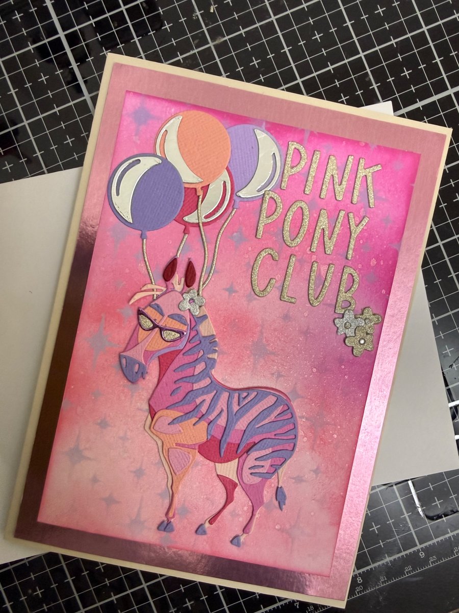 Handmade pink  pony card any occasion