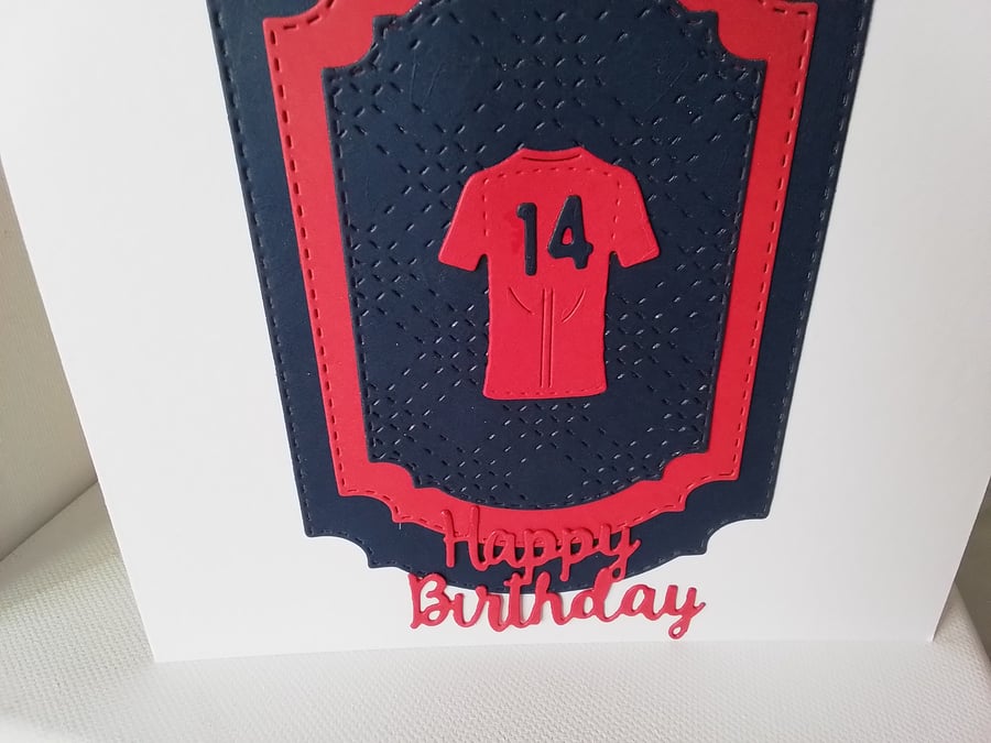 Football shirt Birthday card. Age Birthday card.