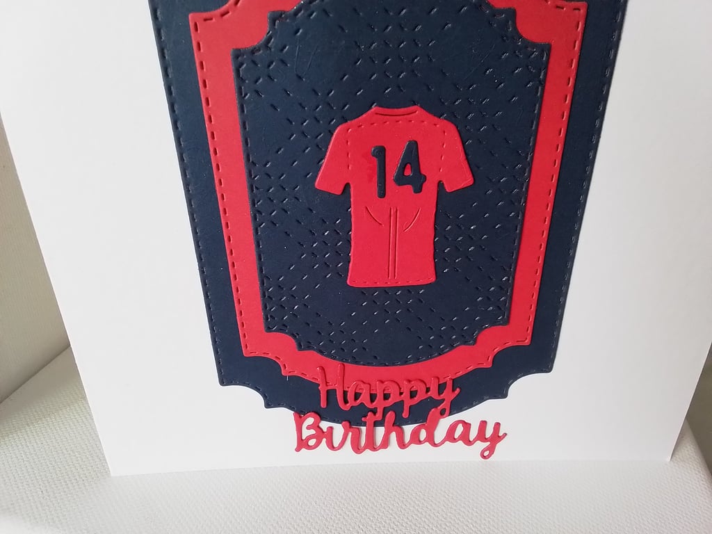 Football shirt Birthday card. Age Birthday card. Ref 207
