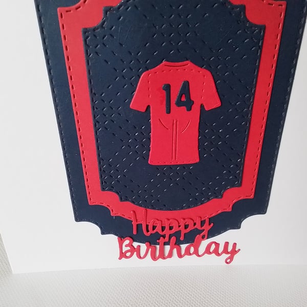 Football shirt Birthday card. Age Birthday card.