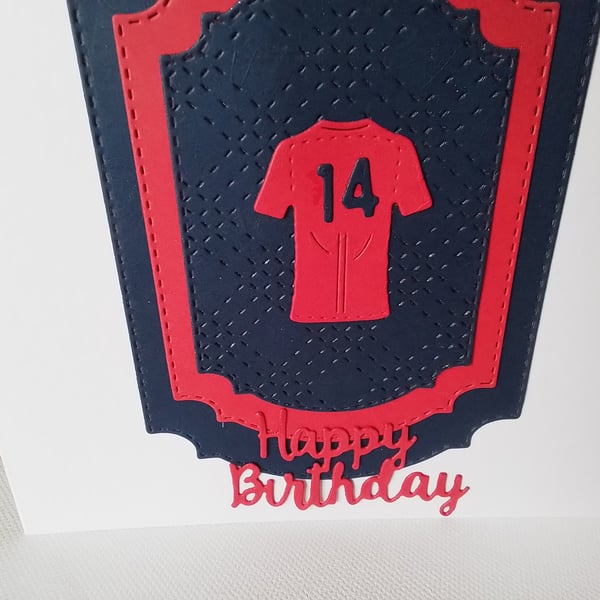 Football shirt Birthday card. Age Birthday card. Ref 207
