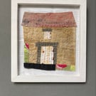 Stone Barn-Hand embroidered fabric collage 