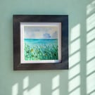Beach Scene Watercolour Art - Original Hand Painted Art with Sea Glass