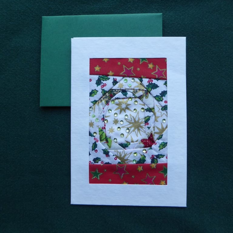 Individually Hand Crafted Textile Christmas Blank Card