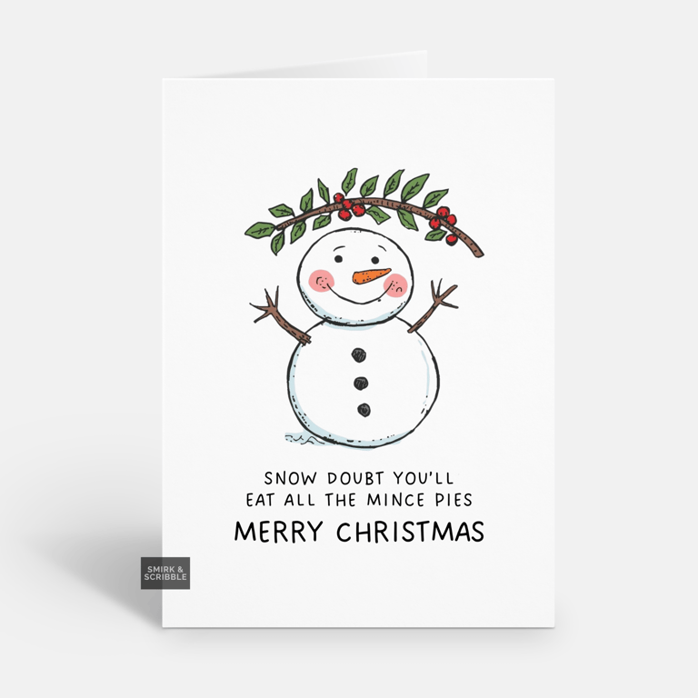 Unique Funny Christmas Card For Him Or Her - Snowman Xmas Greeting 