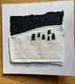 Snowy scene, mixed media Christmas card, hand embroidered, recycled card - Image 4