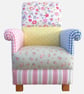 Adult Armchair in Laura Ashley Patchwork Fabric Chair Pink Blue Check Accent - Image 1