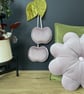 Heather Pink Velvet Cherry Wall Hanging Olive Green Leaves Fruit Nursery Decor - Image 4