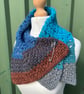 Blue grey and brown texture and lace handmade crochet neck warmer collar - Image 4