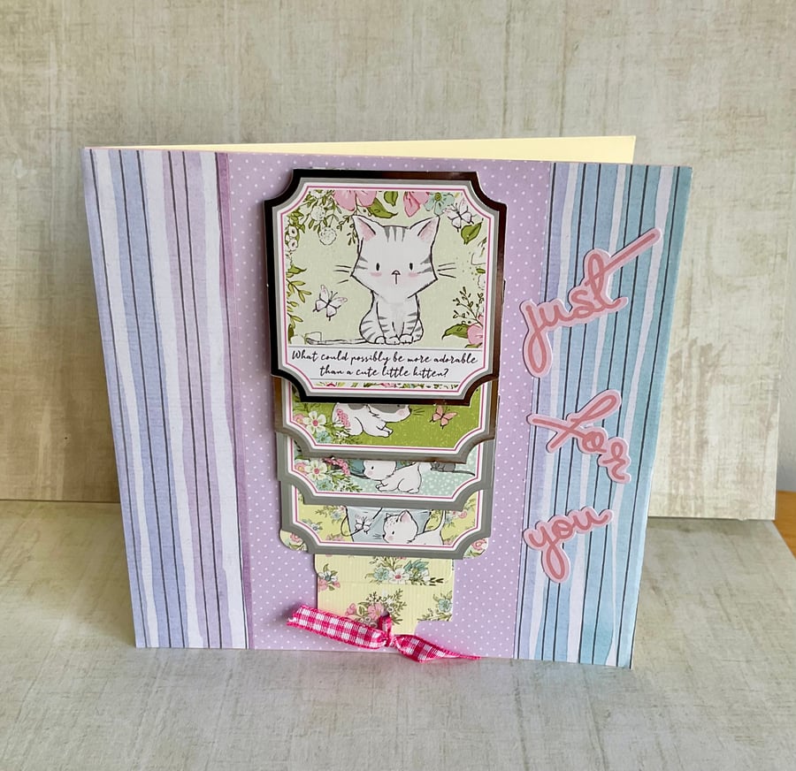 Card. Cute waterfall card for a kitten lover.