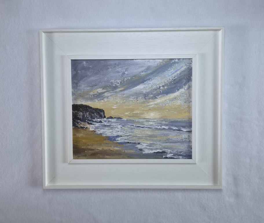 Kennack Sands, Cornish Coastline Landscape Painting, Early Morning Sunrise