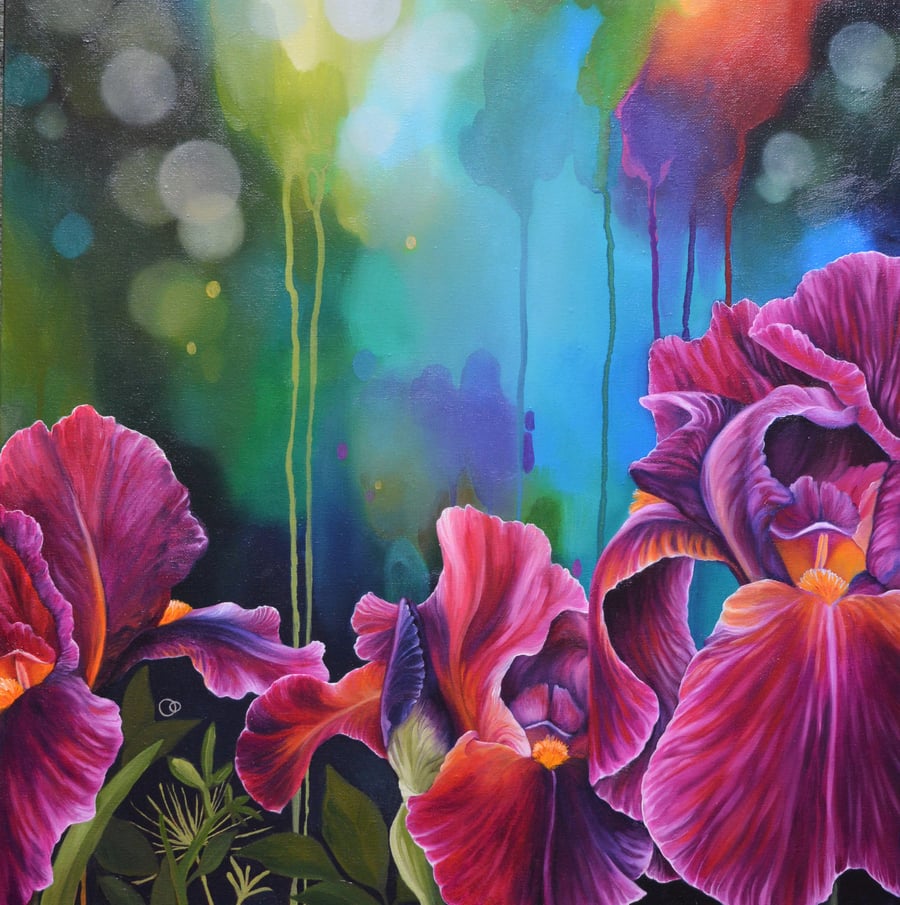"Fire Irises" Fine Art Greeting Card