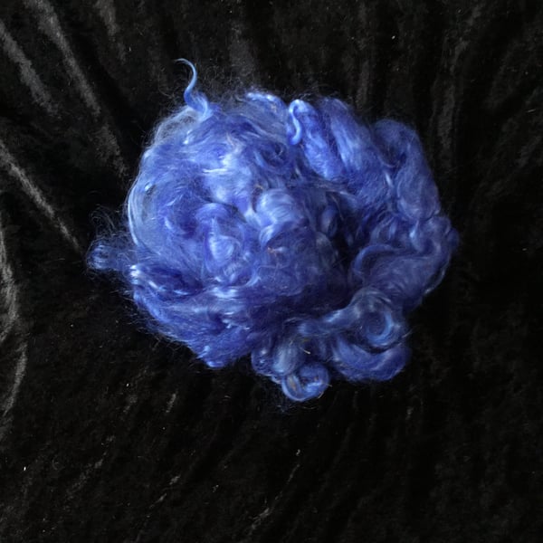 MoBair Kid Mohair Locks Hand Dyed Random Royal Blue Aquamarines