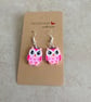 Cute Owl Earrings. Pink